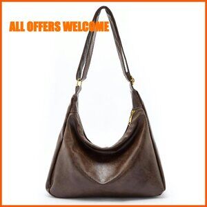 Foldable Vegan Leather Hobo Tote Shoulder Bag 13" Slouchy Purse